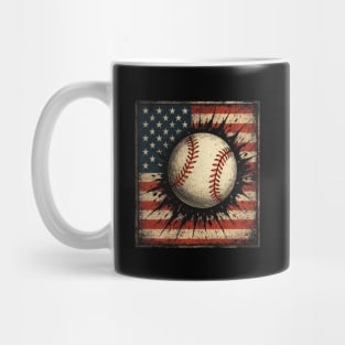 Patriotic Baseball 4th Of July USA American Flag Mug